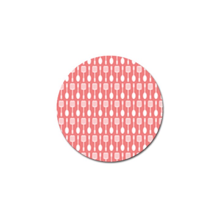 Coral And White Kitchen Utensils Pattern Golf Ball Marker