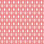 Coral And White Kitchen Utensils Pattern Play Mat (Square) Front