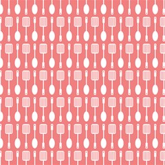 Coral And White Kitchen Utensils Pattern Play Mat (rectangle) by GardenOfOphir