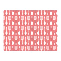 Coral And White Kitchen Utensils Pattern Two Sides Premium Plush Fleece Blanket (mini) by GardenOfOphir