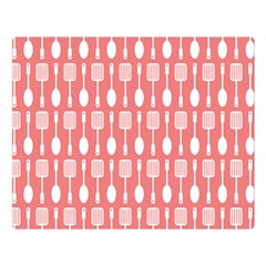 Coral And White Kitchen Utensils Pattern Two Sides Premium Plush Fleece Blanket (large) by GardenOfOphir