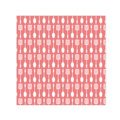 Coral And White Kitchen Utensils Pattern Square Satin Scarf (30  X 30 ) by GardenOfOphir