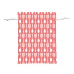 Coral And White Kitchen Utensils Pattern Lightweight Drawstring Pouch (S) Front