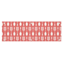 Coral And White Kitchen Utensils Pattern Banner And Sign 6  X 2  by GardenOfOphir