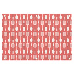 Coral And White Kitchen Utensils Pattern Banner And Sign 6  X 4  by GardenOfOphir