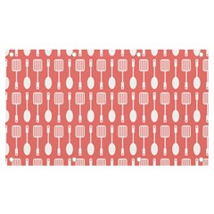 Coral And White Kitchen Utensils Pattern Banner And Sign 7  X 4  by GardenOfOphir