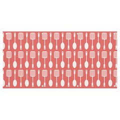 Coral And White Kitchen Utensils Pattern Banner And Sign 8  X 4  by GardenOfOphir