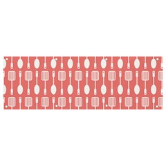 Coral And White Kitchen Utensils Pattern Banner And Sign 9  X 3  by GardenOfOphir