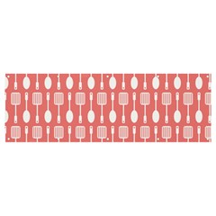 Coral And White Kitchen Utensils Pattern Banner And Sign 12  X 4  by GardenOfOphir