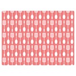 Coral And White Kitchen Utensils Pattern Two Sides Premium Plush Fleece Blanket (Extra Small) 40 x30  Blanket Front