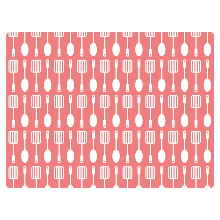 Coral And White Kitchen Utensils Pattern Two Sides Premium Plush Fleece Blanket (Extra Small)