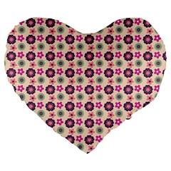 Cute Floral Pattern Large 19  Premium Heart Shape Cushions by GardenOfOphir