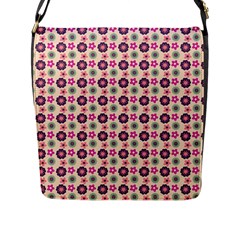 Cute Floral Pattern Flap Closure Messenger Bag (l) by GardenOfOphir