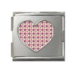 Cute Floral Pattern Mega Link Heart Italian Charm (18mm) Front