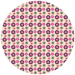 Cute Floral Pattern Wooden Puzzle Round by GardenOfOphir