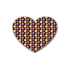 Cute Floral Pattern Rubber Heart Coaster (4 Pack) by GardenOfOphir