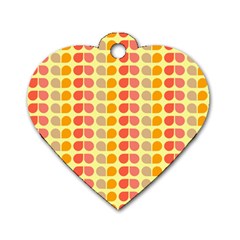 Colorful Leaf Pattern Dog Tag Heart (two Sides) by GardenOfOphir