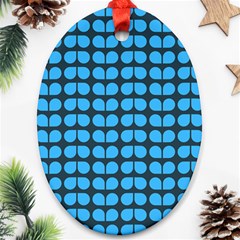 Blue Gray Leaf Pattern Ornament (oval) by GardenOfOphir