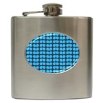 Blue Gray Leaf Pattern Hip Flask (6 oz) Front