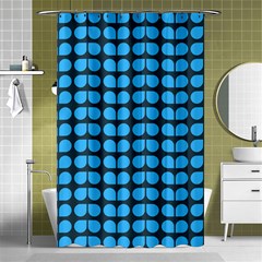 Blue Gray Leaf Pattern Shower Curtain 48  X 72  (small)  by GardenOfOphir