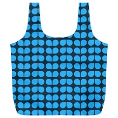 Blue Gray Leaf Pattern Full Print Recycle Bag (xl) by GardenOfOphir