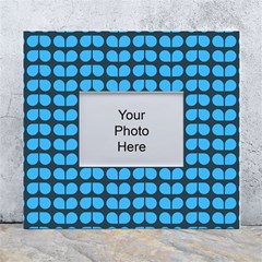 Blue Gray Leaf Pattern White Wall Photo Frame 5  X 7  by GardenOfOphir