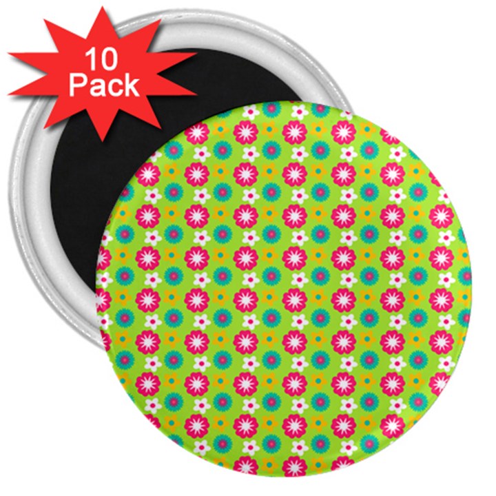 Cute Floral Pattern 3  Magnets (10 pack) 