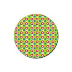 Cute Floral Pattern Rubber Coaster (round) by GardenOfOphir