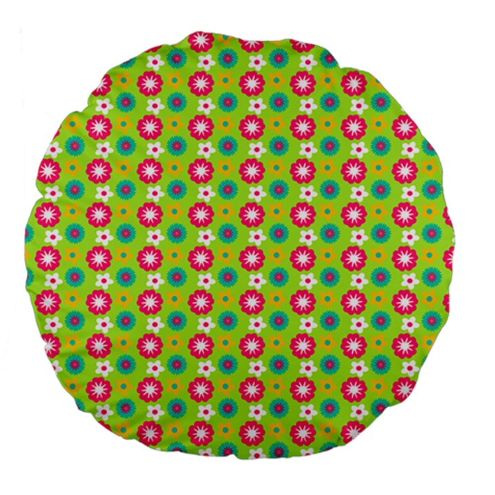 Cute Floral Pattern Large 18  Premium Flano Round Cushions