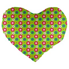 Cute Floral Pattern Large 19  Premium Flano Heart Shape Cushions by GardenOfOphir