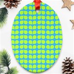 Blue Lime Leaf Pattern Ornament (Oval) Front