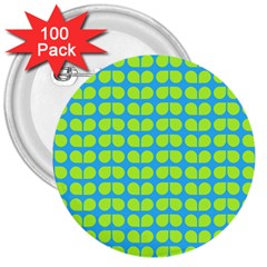 Blue Lime Leaf Pattern 3  Buttons (100 Pack)  by GardenOfOphir