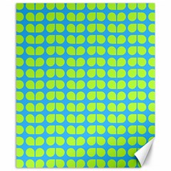 Blue Lime Leaf Pattern Canvas 8  X 10  by GardenOfOphir