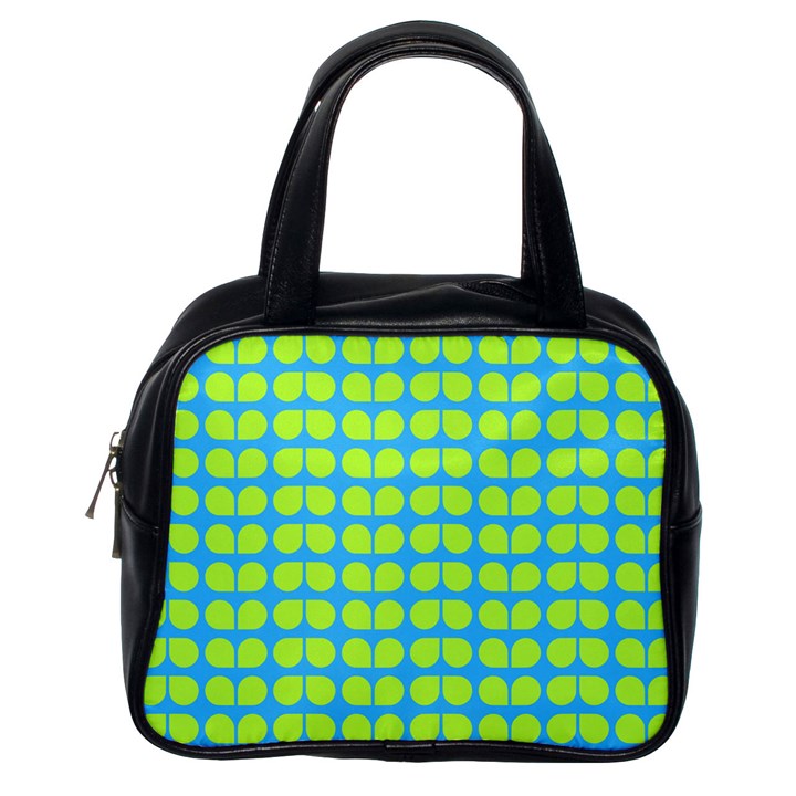 Blue Lime Leaf Pattern Classic Handbag (One Side)