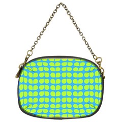 Blue Lime Leaf Pattern Chain Purse (two Sides) by GardenOfOphir