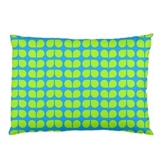 Blue Lime Leaf Pattern Pillow Case by GardenOfOphir