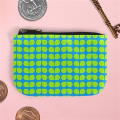 Blue Lime Leaf Pattern Mini Coin Purse by GardenOfOphir