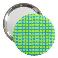 Blue Lime Leaf Pattern 3  Handbag Mirrors by GardenOfOphir