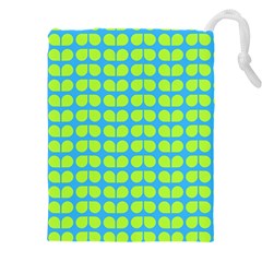 Blue Lime Leaf Pattern Drawstring Pouch (5xl) by GardenOfOphir