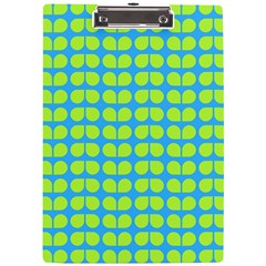 Blue Lime Leaf Pattern A4 Acrylic Clipboard by GardenOfOphir