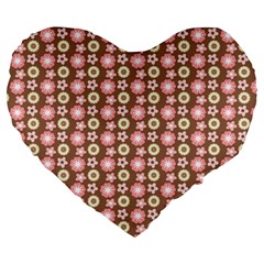 Cute Floral Pattern Large 19  Premium Heart Shape Cushions by GardenOfOphir