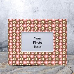 Cute Floral Pattern White Tabletop Photo Frame 4 x6  by GardenOfOphir