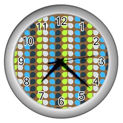 Colorful Leaf Pattern Wall Clock (silver) by GardenOfOphir