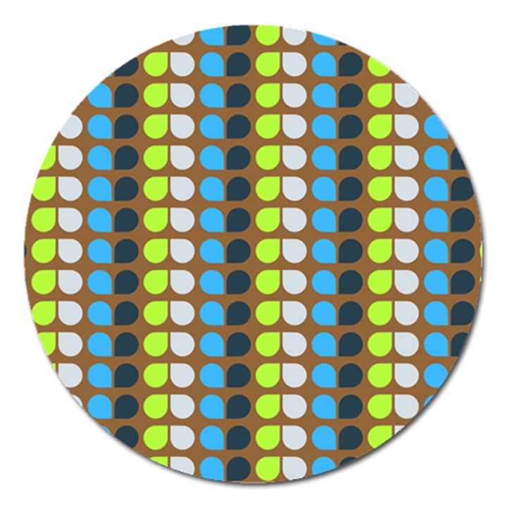 Colorful Leaf Pattern Magnet 5  (Round)