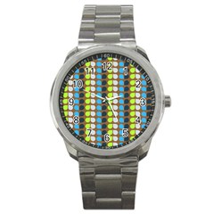 Colorful Leaf Pattern Sport Metal Watch by GardenOfOphir