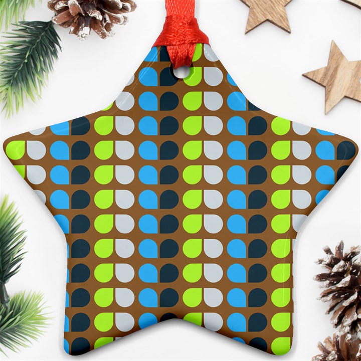 Colorful Leaf Pattern Star Ornament (Two Sides)