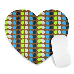 Colorful Leaf Pattern Heart Mousepad by GardenOfOphir