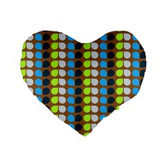 Colorful Leaf Pattern Standard 16  Premium Heart Shape Cushions by GardenOfOphir