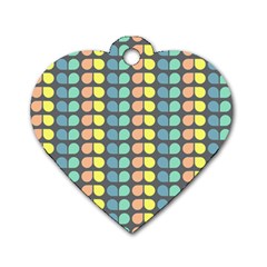 Colorful Leaf Pattern Dog Tag Heart (one Side) by GardenOfOphir