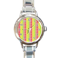 Colorful Leaf Pattern Round Italian Charm Watch by GardenOfOphir